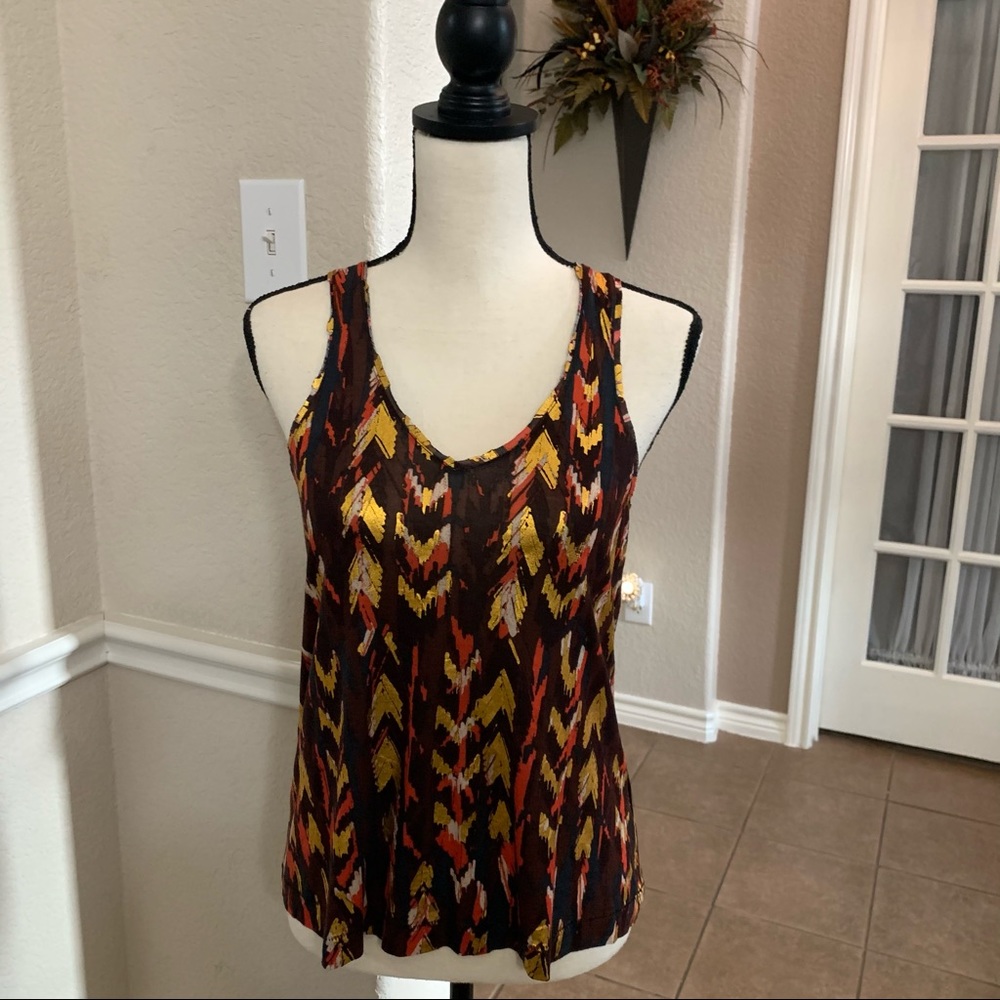 Ecote gold, brown, orange razorback tank top Size S